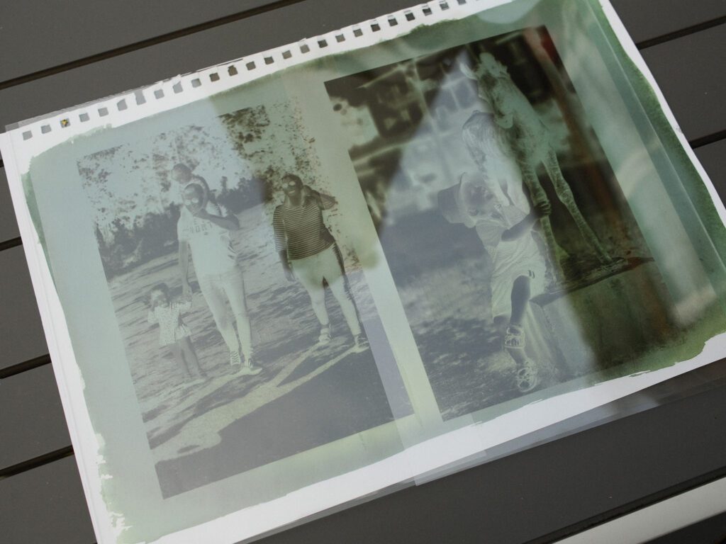 A double Cyanotype print exposing in the sun